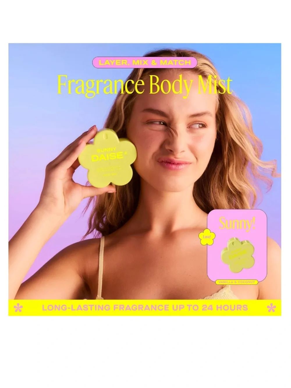 🐼 3/$25 NWT Sunny Daise Vanilla & Coconut Fragrance Body Mist Full Size